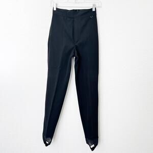 [Roffe] Vintage Black Tapered Jett Stirrup Ski Snow Pants Nylon Stretch Sz 4L